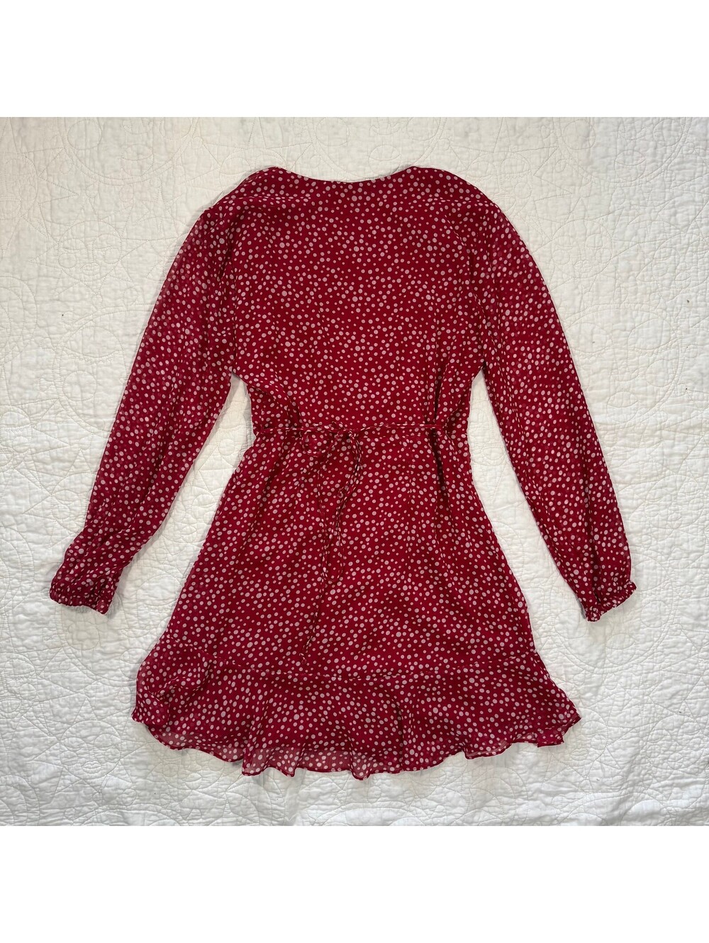 All In Favor Red and White Polka Dot Mini Rap Dress Size small - Picture 4 of 5